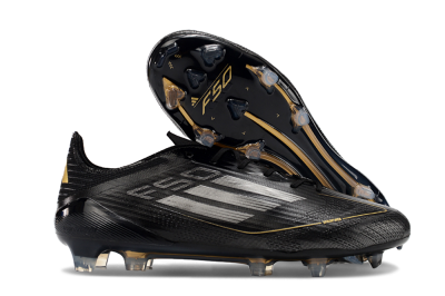 Adidas F50 Elite FG Low-Tops Soccer Cleats - Black/Silver/Gold