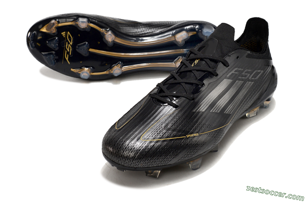 Adidas F50 Elite FG Low-Tops Soccer Cleats - Black/Silver/Gold 3