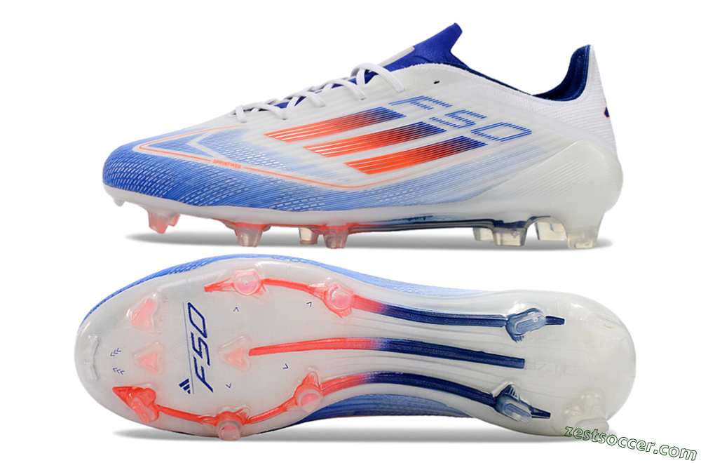 Adidas F50 Adizero FG Low-Tops Soccer Cleats - White/Blue/Pink 1