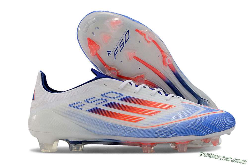 Adidas F50 Adizero FG Low-Tops Soccer Cleats - White/Blue/Pink 0