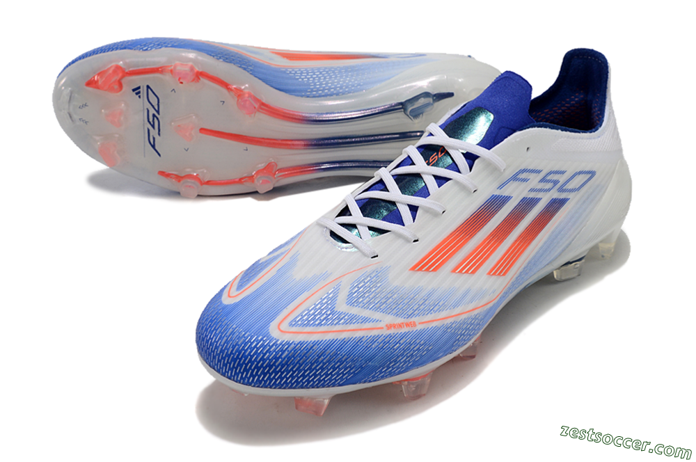 Adidas F50 Adizero FG Low-Tops Soccer Cleats - White/Blue/Pink 3