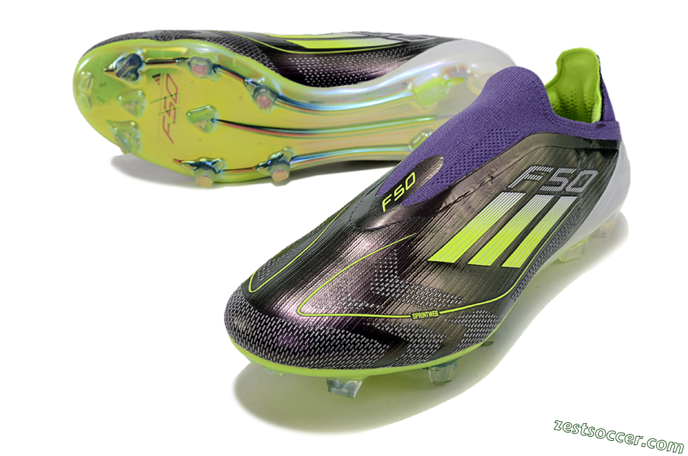 Adidas F50+ Adizero FG Low-Tops Soccer Cleats - Purple/Yellow/Blue 3
