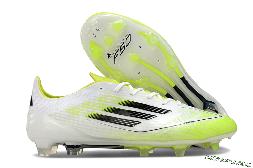 Adidas F50 Adizero FG Low-Tops Soccer Cleats - White/Yellow/Black 0
