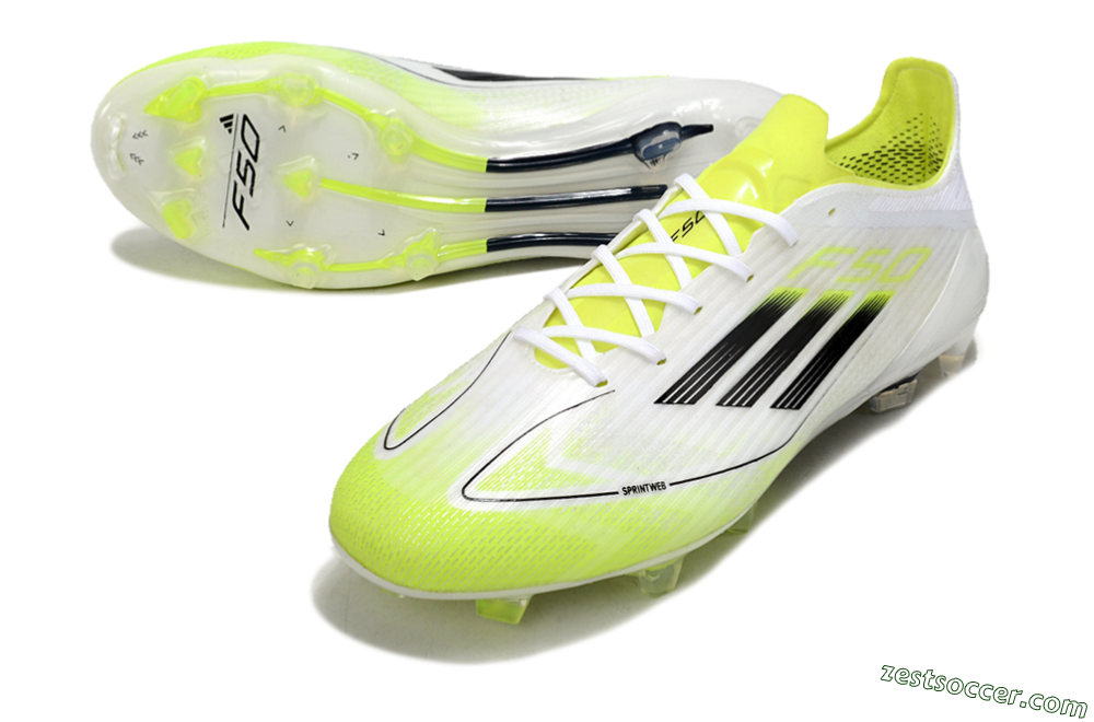 Adidas F50 Adizero FG Low-Tops Soccer Cleats - White/Yellow/Black 3