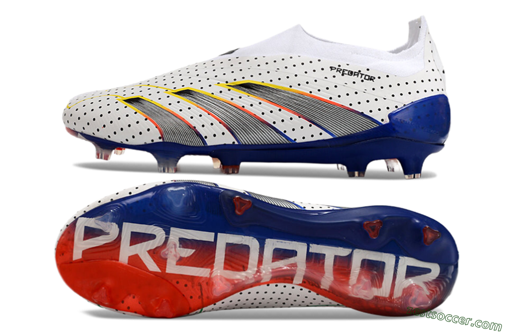 Adidas Predator Accuracy+ Laceless 24 Euphoria FG Low-Tops Soccer Cleats - White/Silver/Blue 1
