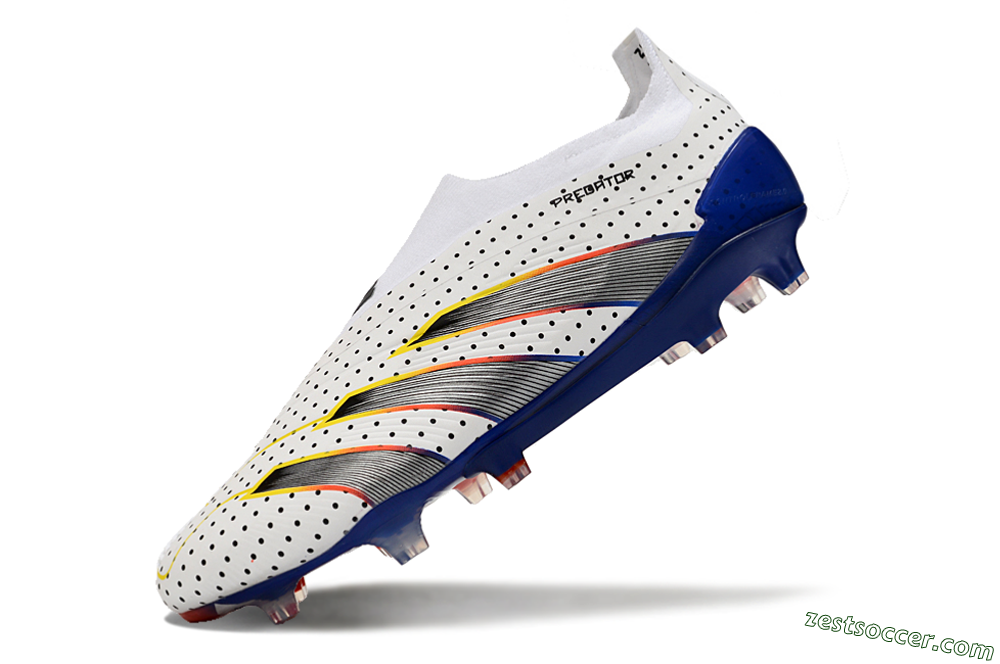 Adidas Predator Accuracy+ Laceless 24 Euphoria FG Low-Tops Soccer Cleats - White/Silver/Blue 5