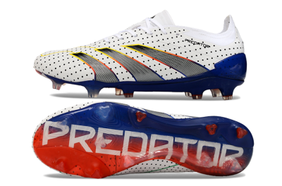 Adidas Predator 24 Elite Euphoria FG Low-Tops Soccer Cleats - White/Silver/Blue