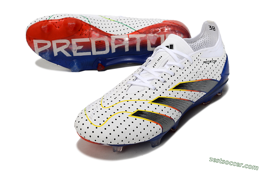 Adidas Predator 24 Elite Euphoria FG Low-Tops Soccer Cleats - White/Silver/Blue 3