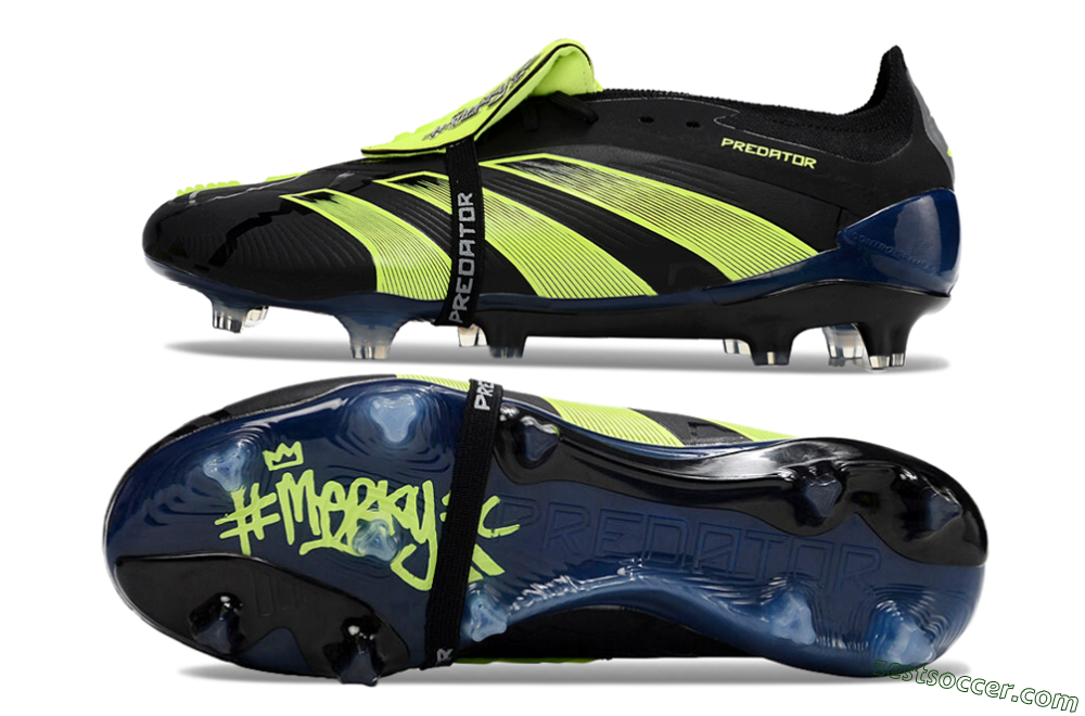 Adidas Predator Elite Foldover Tongue FG Low-Tops Soccer Cleats - Black/Yellow/Blue 6