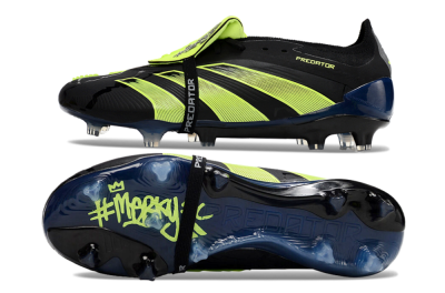 Adidas Predator Elite Foldover Tongue FG Low-Tops Soccer Cleats - Black/Yellow/Blue