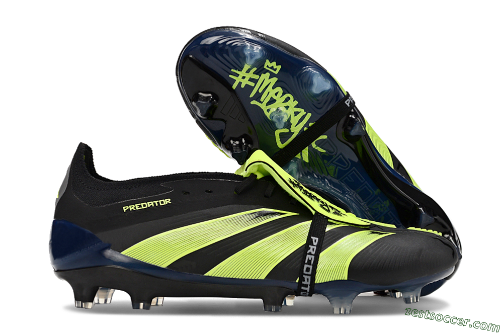 Adidas Predator Elite Foldover Tongue FG Low-Tops Soccer Cleats - Black/Yellow/Blue 5