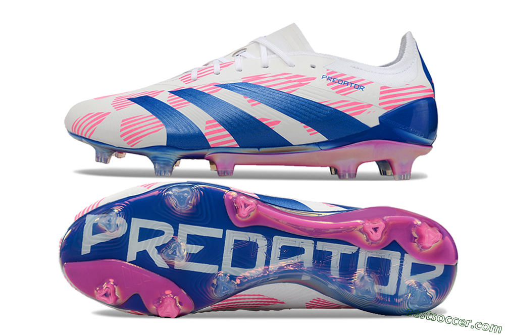 Adidas Predator Accuracy Elite FG Low-Tops Soccer Cleats - White/Pink/Blue 1