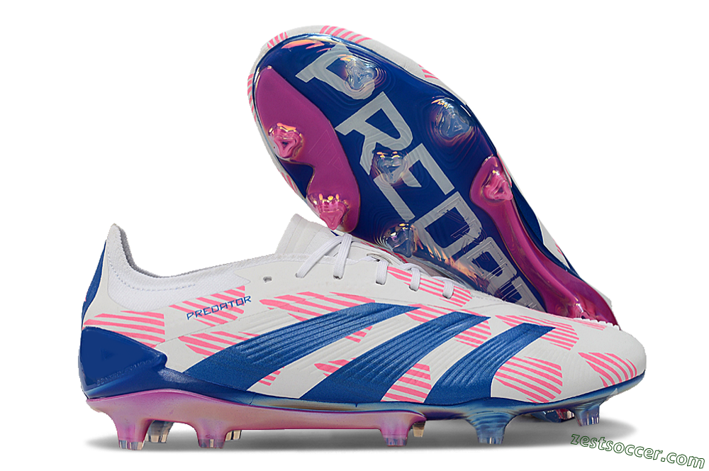 Adidas Predator Accuracy Elite FG Low-Tops Soccer Cleats - White/Pink/Blue 0