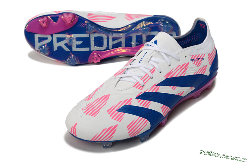 Adidas Predator Accuracy Elite FG Low-Tops Soccer Cleats - White/Pink/Blue 3