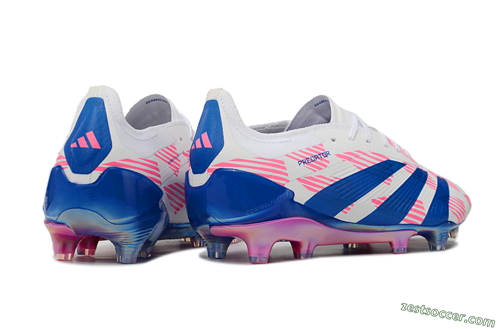 Adidas Predator Accuracy Elite FG Low-Tops Soccer Cleats - White/Pink/Blue 6