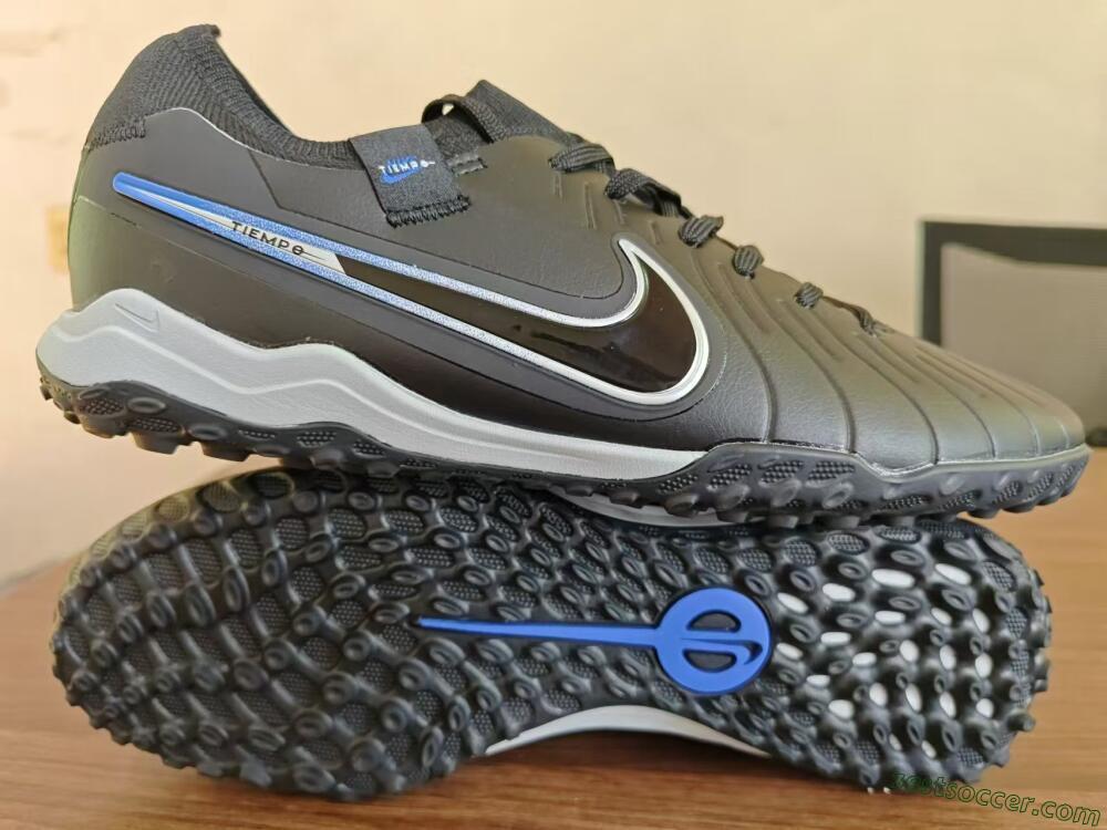 NikeTiempo Legend 10 TF Low-Tops Soccer Shoes - Black/Blue/White