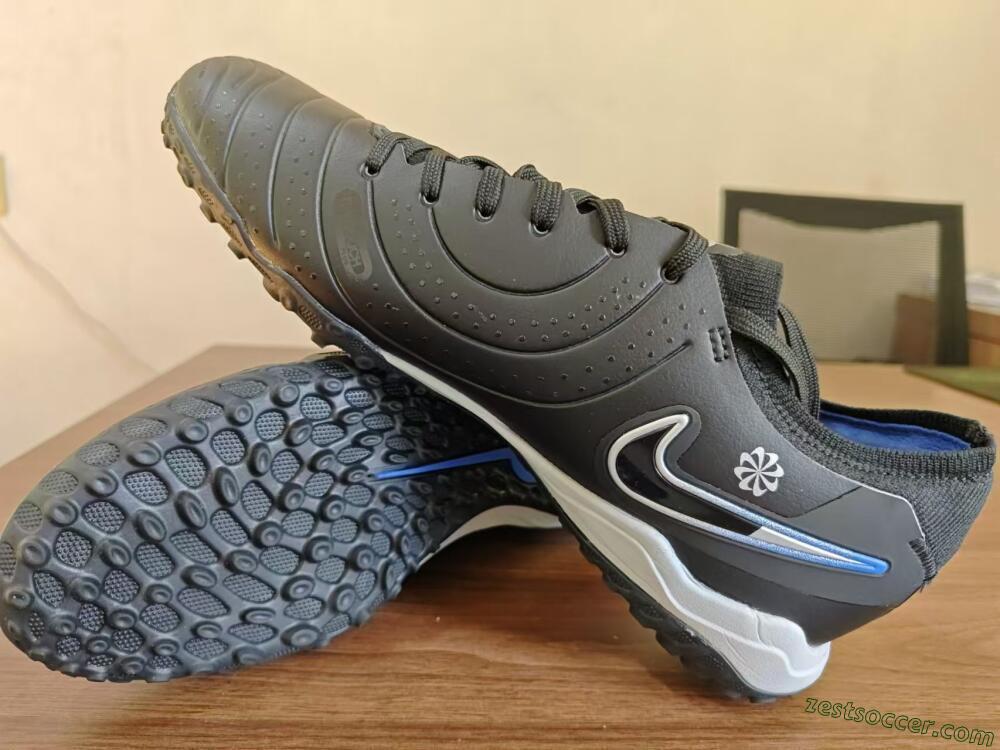 NikeTiempo Legend 10 TF Low-Tops Soccer Shoes - Black/Blue/White
