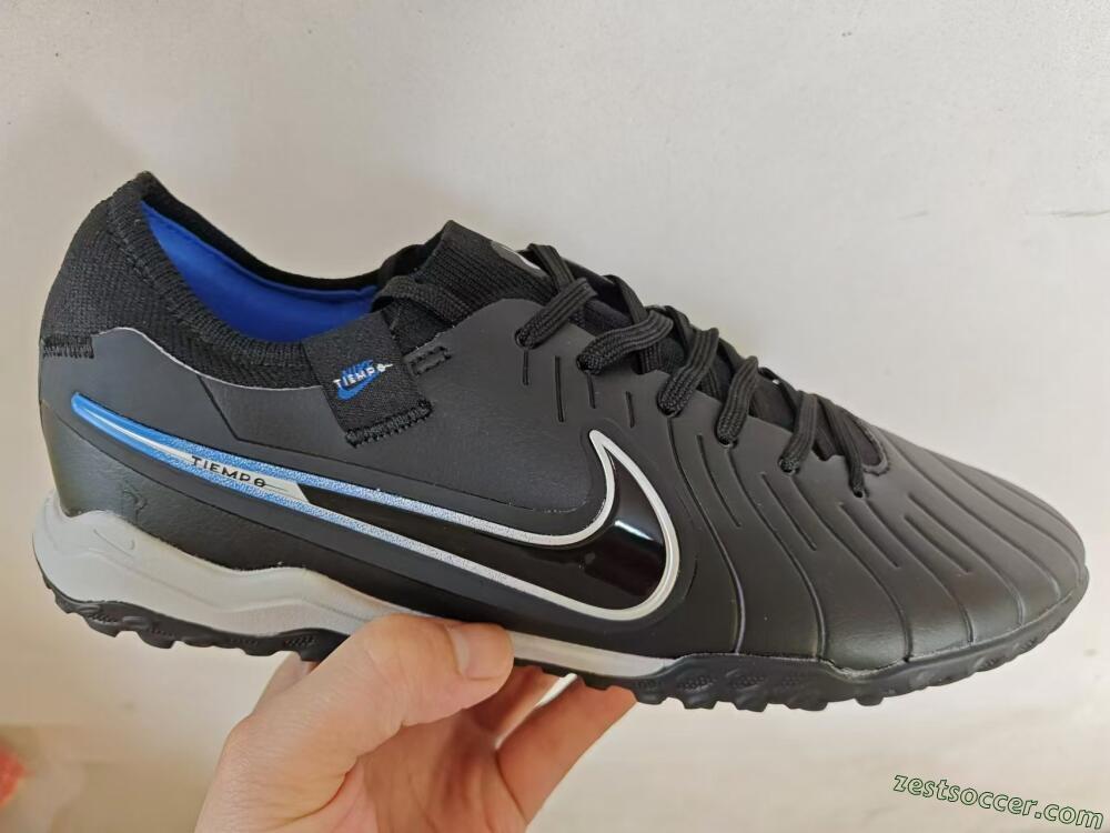 NikeTiempo Legend 10 TF Low-Tops Soccer Shoes - Black/Blue/White