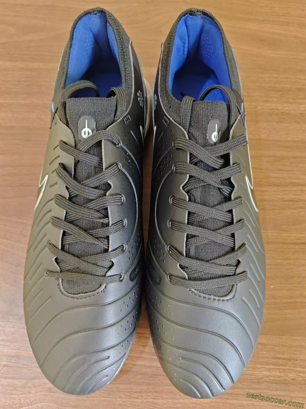 NikeTiempo Legend 10 TF Low-Tops Soccer Shoes - Black/Blue/White