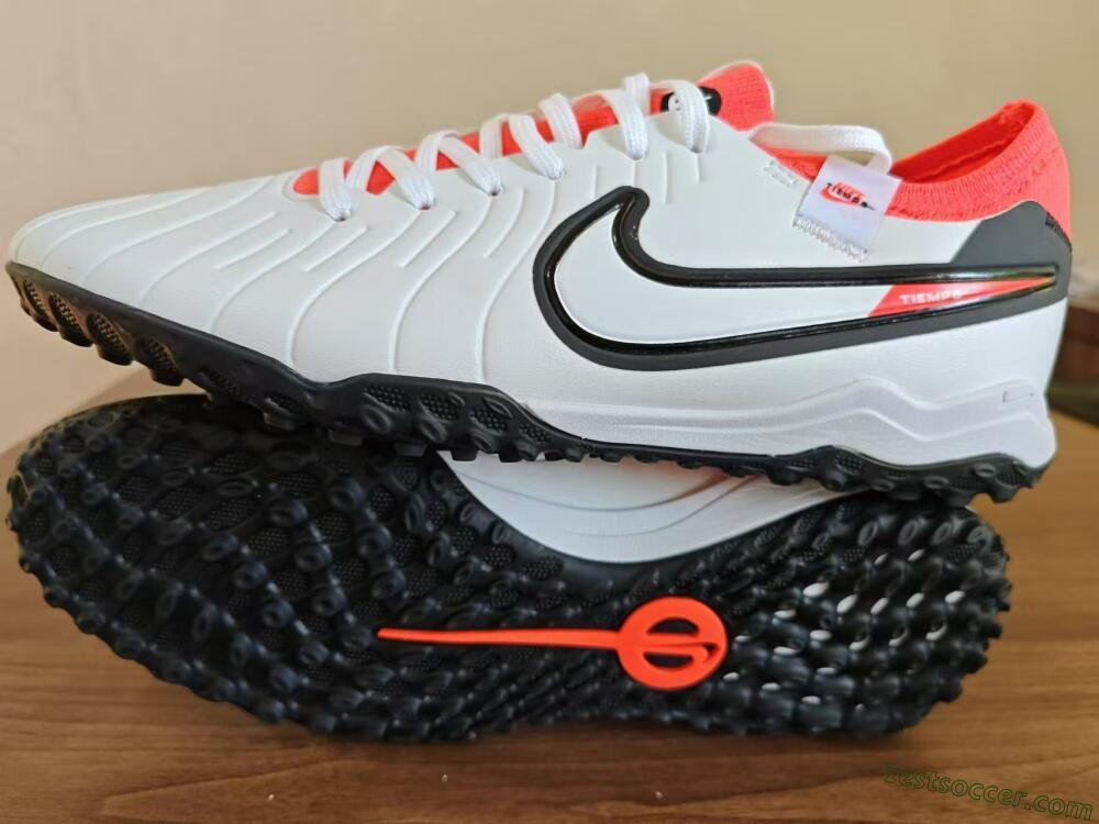 NikeTiempo Legend 10 TF Low-Tops Soccer Shoes - White/Black/Orange