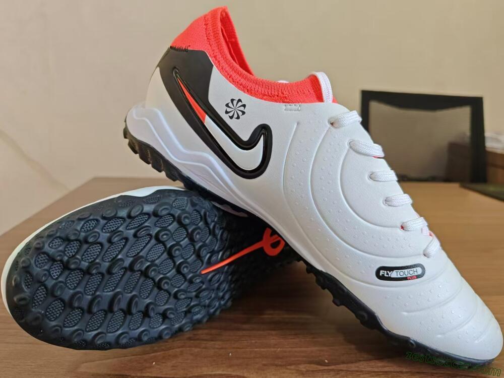 NikeTiempo Legend 10 TF Low-Tops Soccer Shoes - White/Black/Orange
