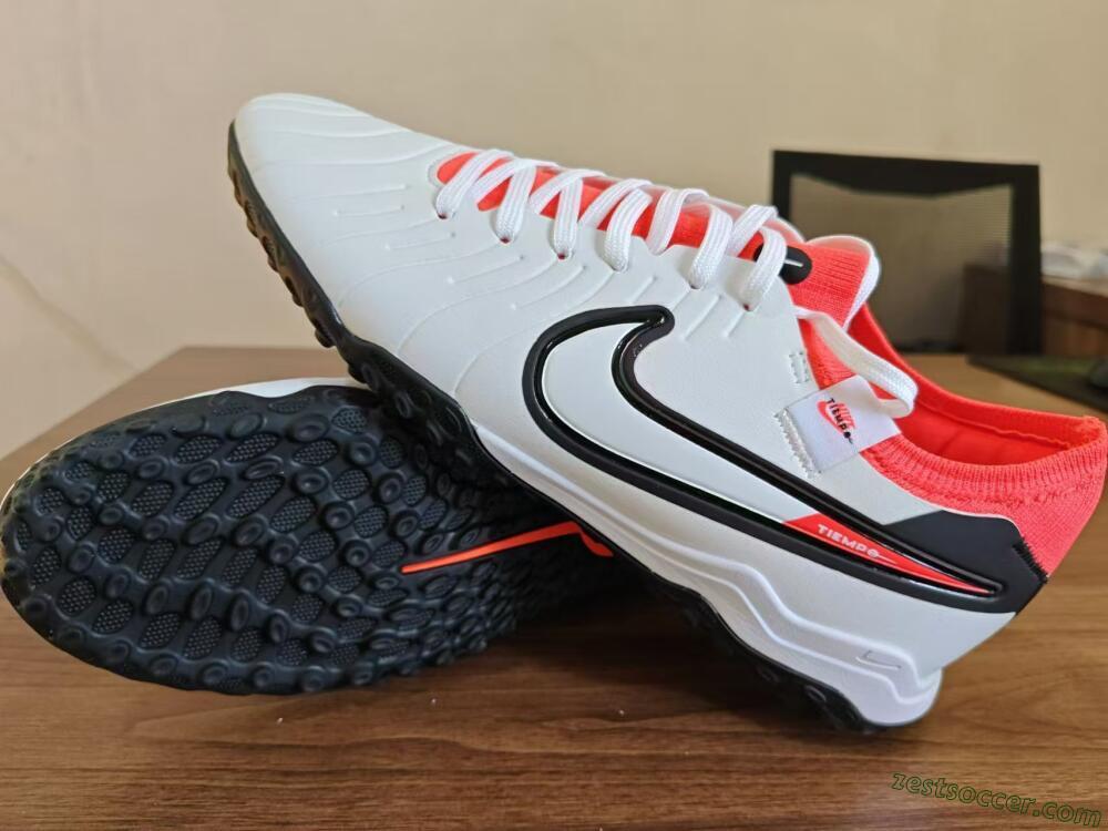NikeTiempo Legend 10 TF Low-Tops Soccer Shoes - White/Black/Orange