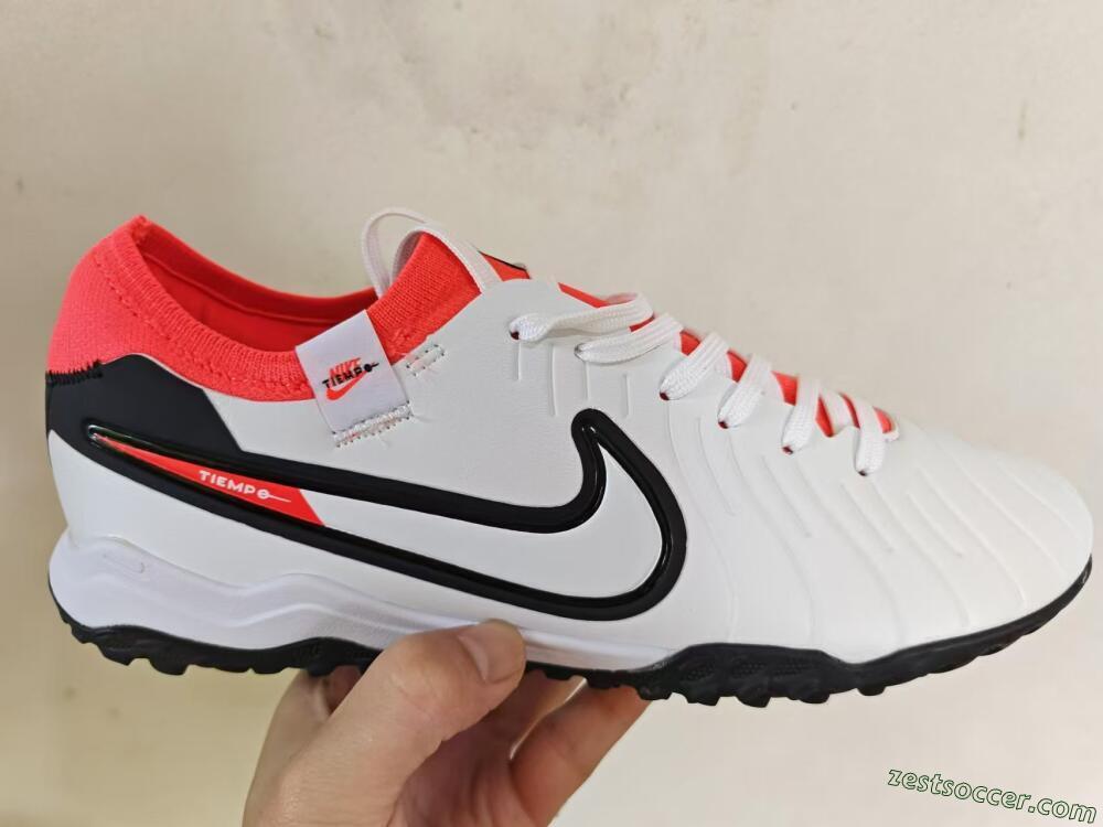 NikeTiempo Legend 10 TF Low-Tops Soccer Shoes - White/Black/Orange