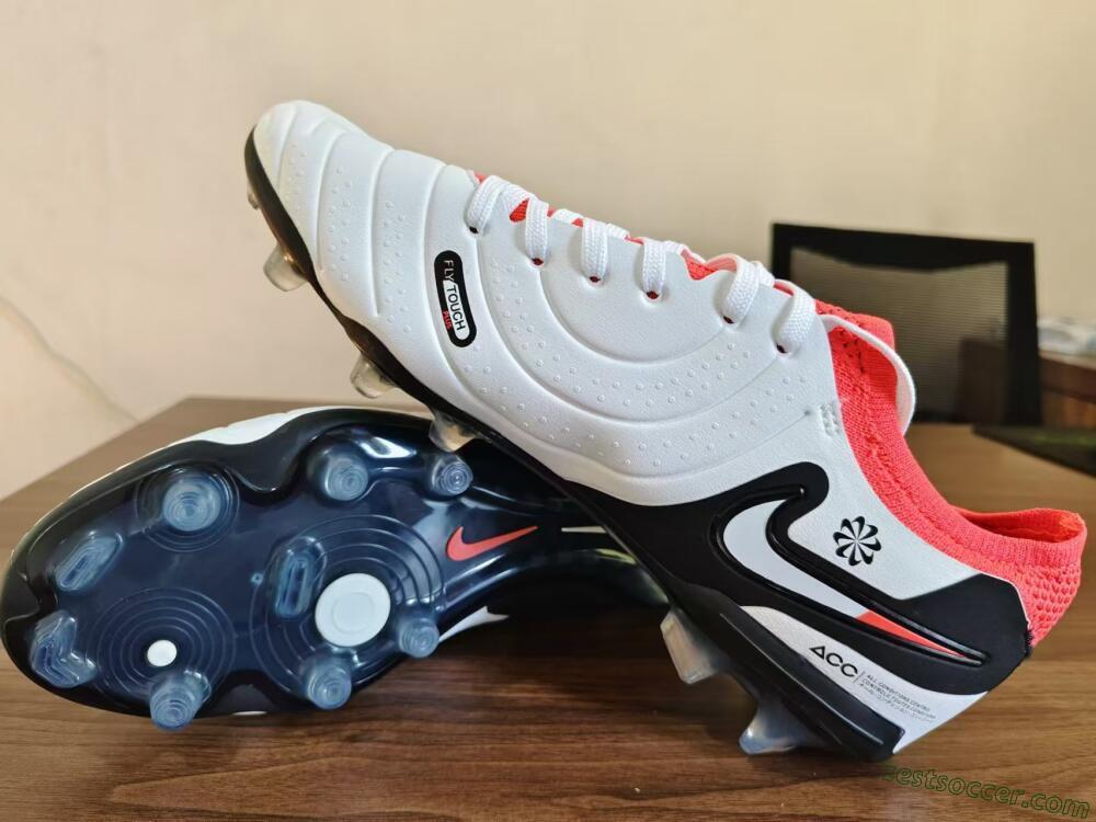 Nike Tiempo Legend 10 Elite FG Low-Tops Soccer Cleats - White/Black/Red