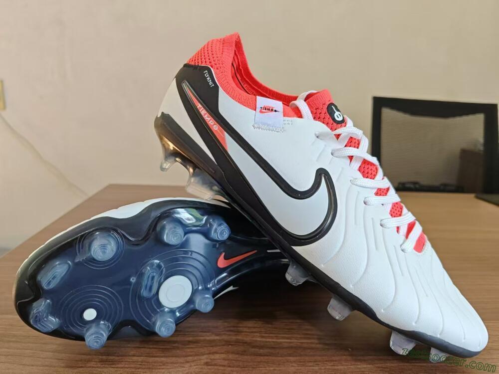 Nike Tiempo Legend 10 Elite FG Low-Tops Soccer Cleats - White/Black/Red
