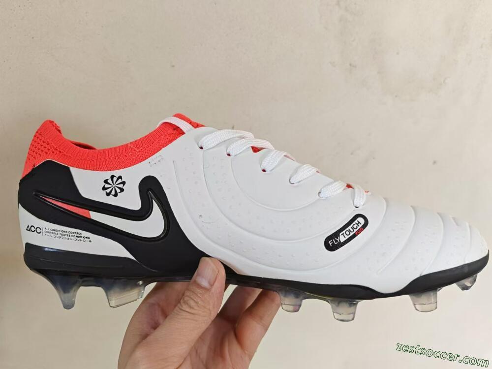Nike Tiempo Legend 10 Elite FG Low-Tops Soccer Cleats - White/Black/Red