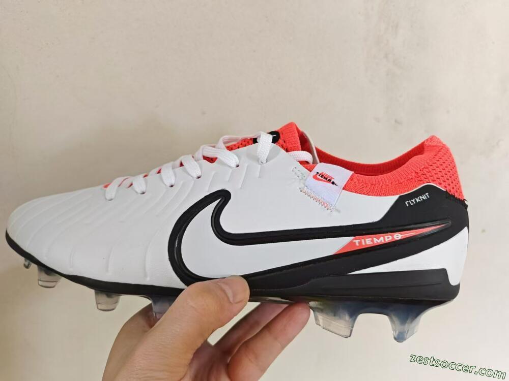 Nike Tiempo Legend 10 Elite FG Low-Tops Soccer Cleats - White/Black/Red
