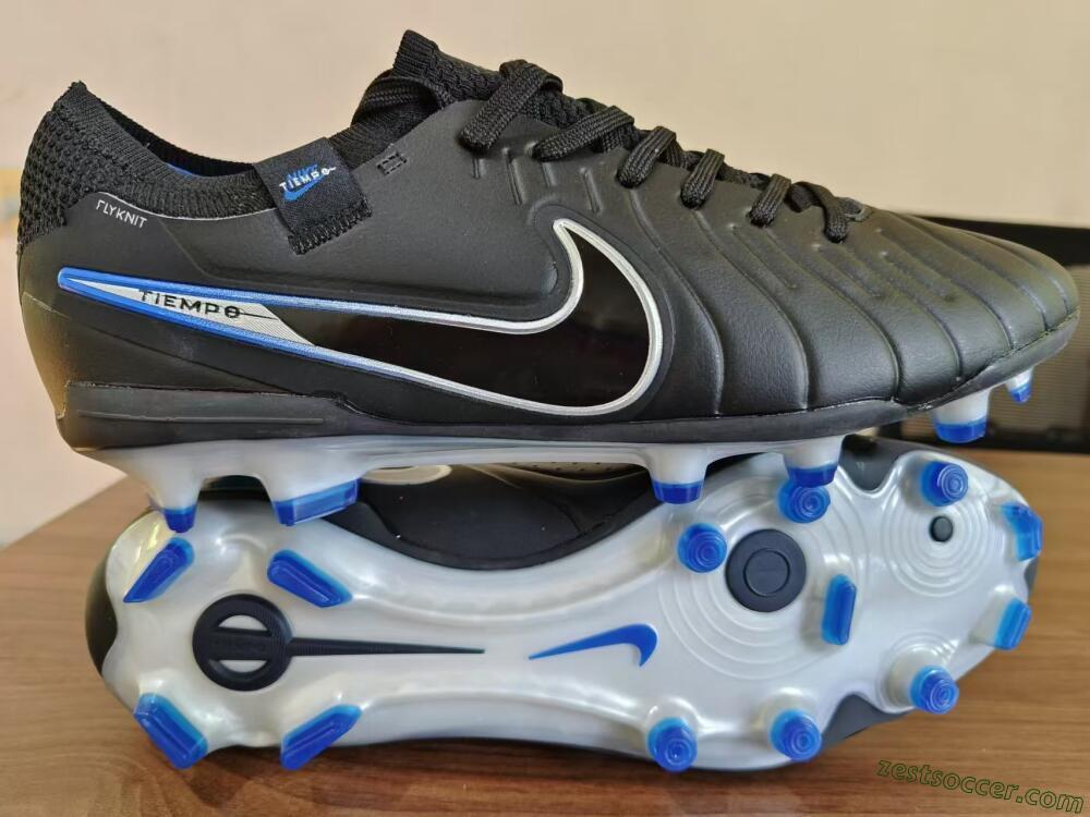 Nike Tiempo Legend 10 Academy FG Low-Tops Soccer Cleats - Black/White/Blue