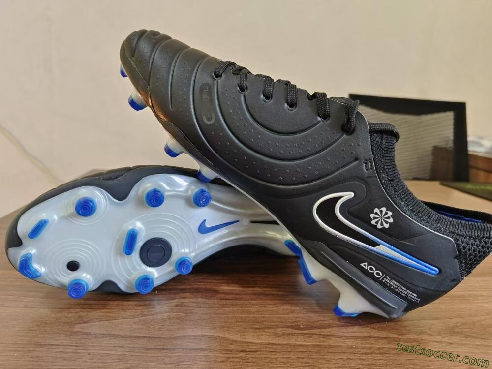 Nike Tiempo Legend 10 Academy FG Low-Tops Soccer Cleats - Black/White/Blue