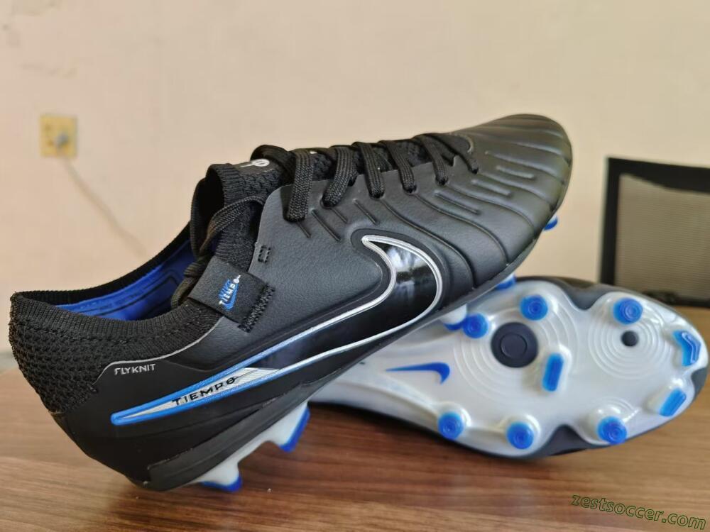 Nike Tiempo Legend 10 Academy FG Low-Tops Soccer Cleats - Black/White/Blue