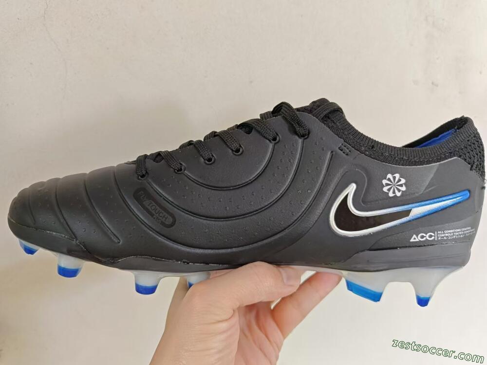 Nike Tiempo Legend 10 Academy FG Low-Tops Soccer Cleats - Black/White/Blue