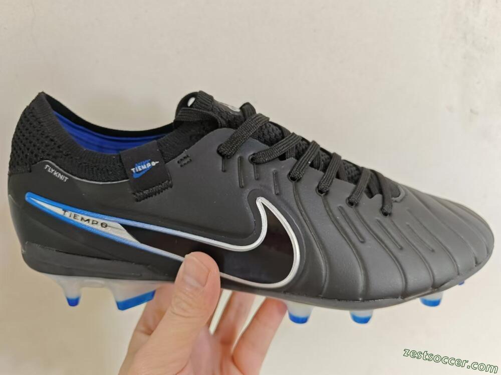 Nike Tiempo Legend 10 Academy FG Low-Tops Soccer Cleats - Black/White/Blue