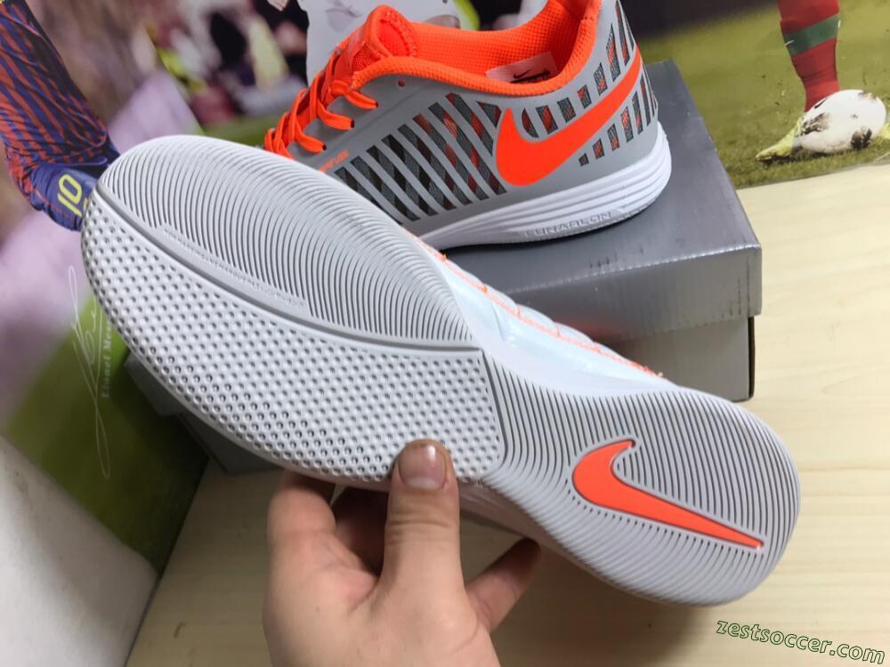 Nike Lunar Gato 2 IC Low-Tops Soccer Shoes - White/Grey/Orange