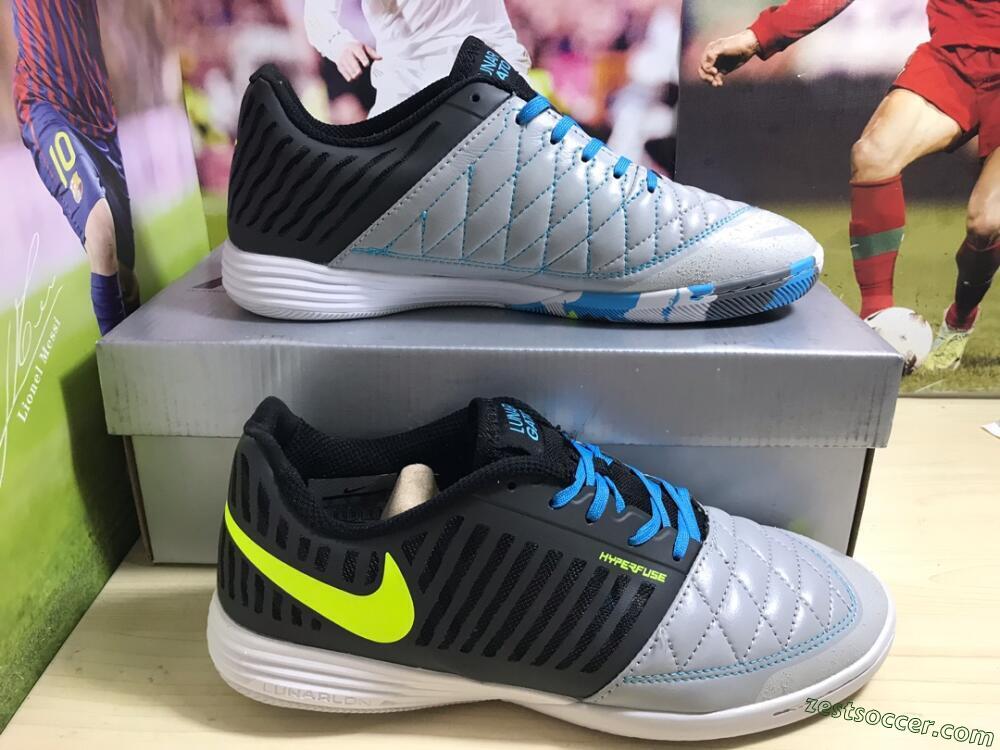 Nike Lunar Gato 2 IC Low-Tops Soccer Shoes - Black/Blue/Yellow