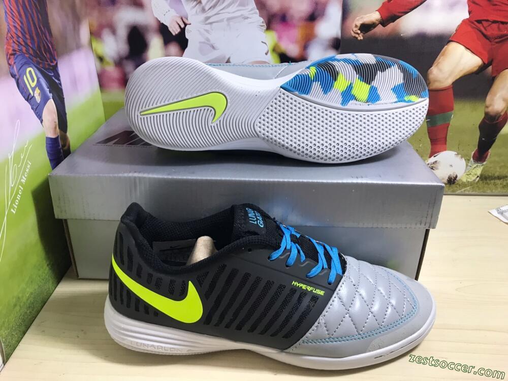 Nike Lunar Gato 2 IC Low-Tops Soccer Shoes - Black/Blue/Yellow