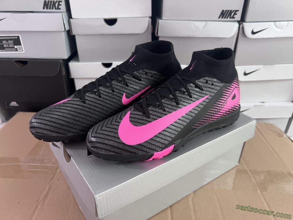 Nike Air Zoom Mercurial Superfly 10 Elite TF High-Tops Soccer Shoes - Black/Pink