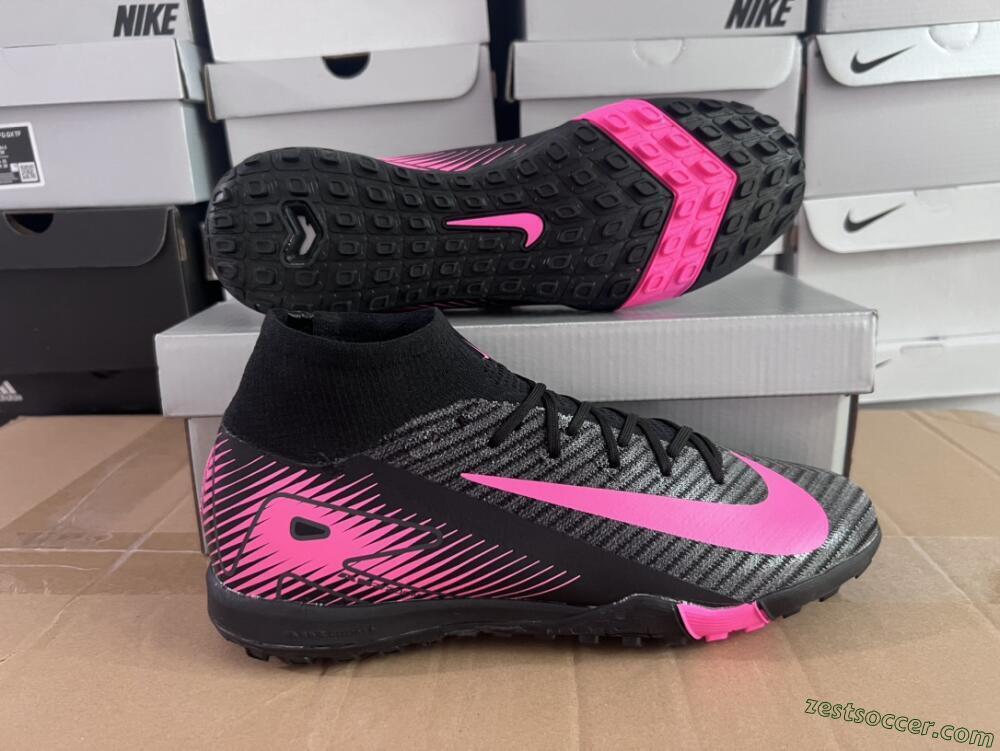 Nike Air Zoom Mercurial Superfly 10 Elite TF High-Tops Soccer Shoes - Black/Pink