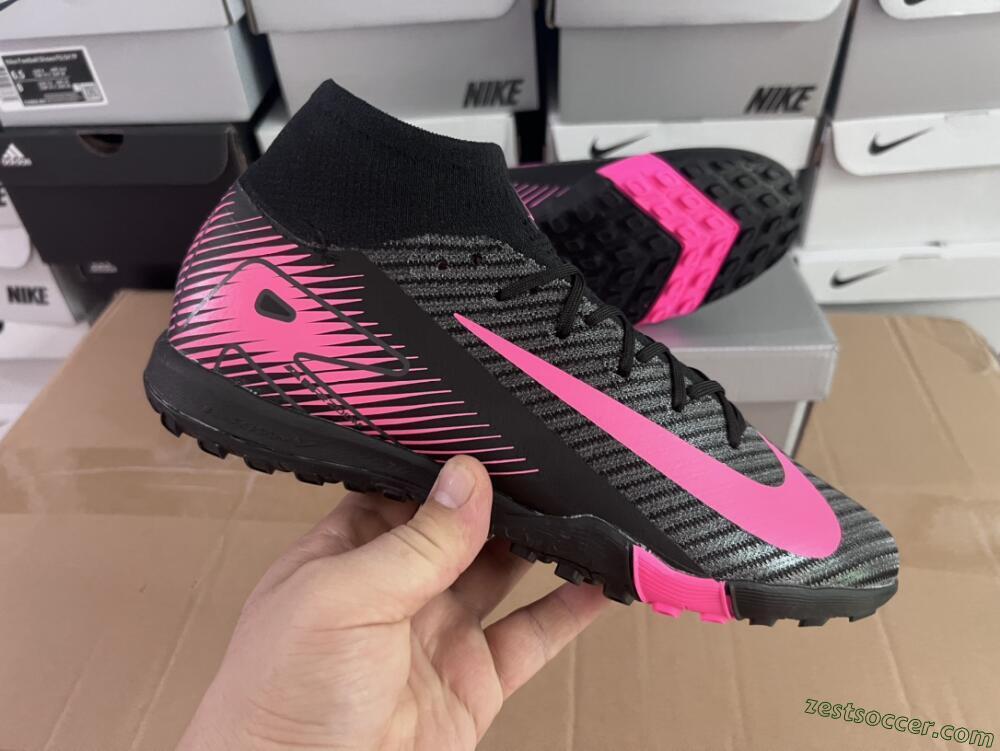 Nike Air Zoom Mercurial Superfly 10 Elite TF High-Tops Soccer Shoes - Black/Pink