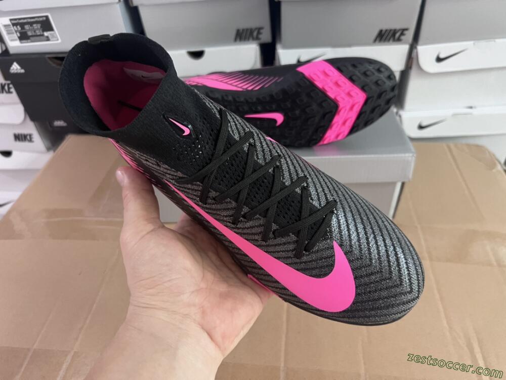Nike Air Zoom Mercurial Superfly 10 Elite TF High-Tops Soccer Shoes - Black/Pink