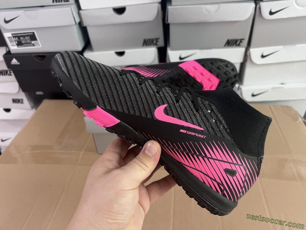 Nike Air Zoom Mercurial Superfly 10 Elite TF High-Tops Soccer Shoes - Black/Pink