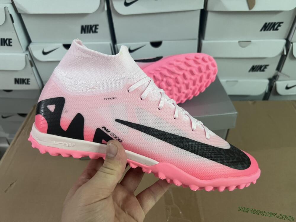 Nike Air Zoom Mercurial Superfly 9 Elite TF High-Tops Soccer Cleats - Pink/Pink/Black