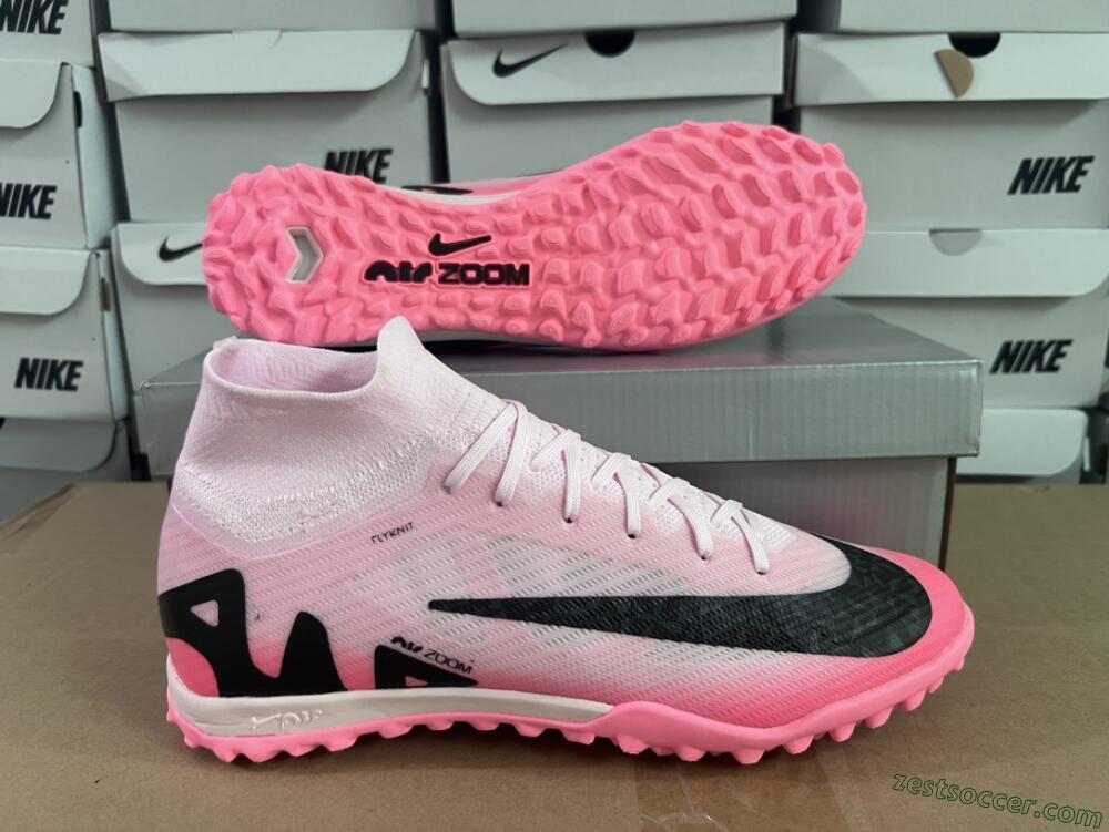 Nike Air Zoom Mercurial Superfly 9 Elite TF High-Tops Soccer Cleats - Pink/Pink/Black