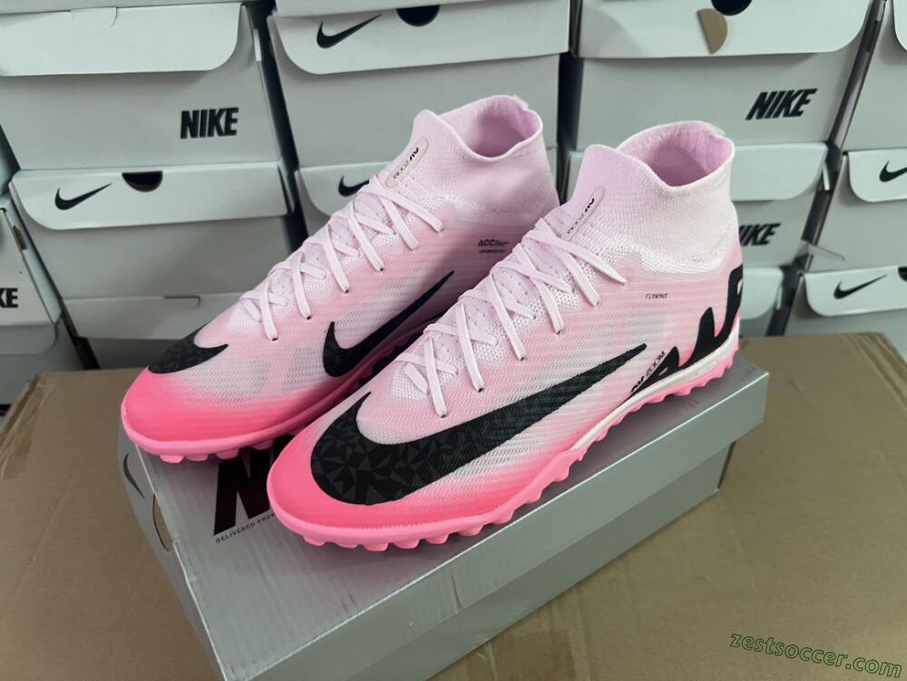 Nike Air Zoom Mercurial Superfly 9 Elite TF High-Tops Soccer Cleats - Pink/Pink/Black