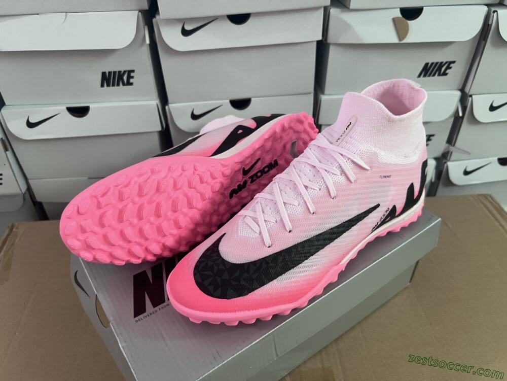 Nike Air Zoom Mercurial Superfly 9 Elite TF High-Tops Soccer Cleats - Pink/Pink/Black