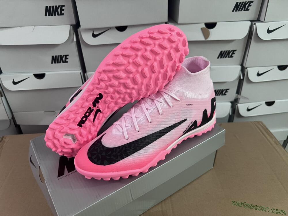 Nike Air Zoom Mercurial Superfly 9 Elite TF High-Tops Soccer Cleats - Pink/Pink/Black