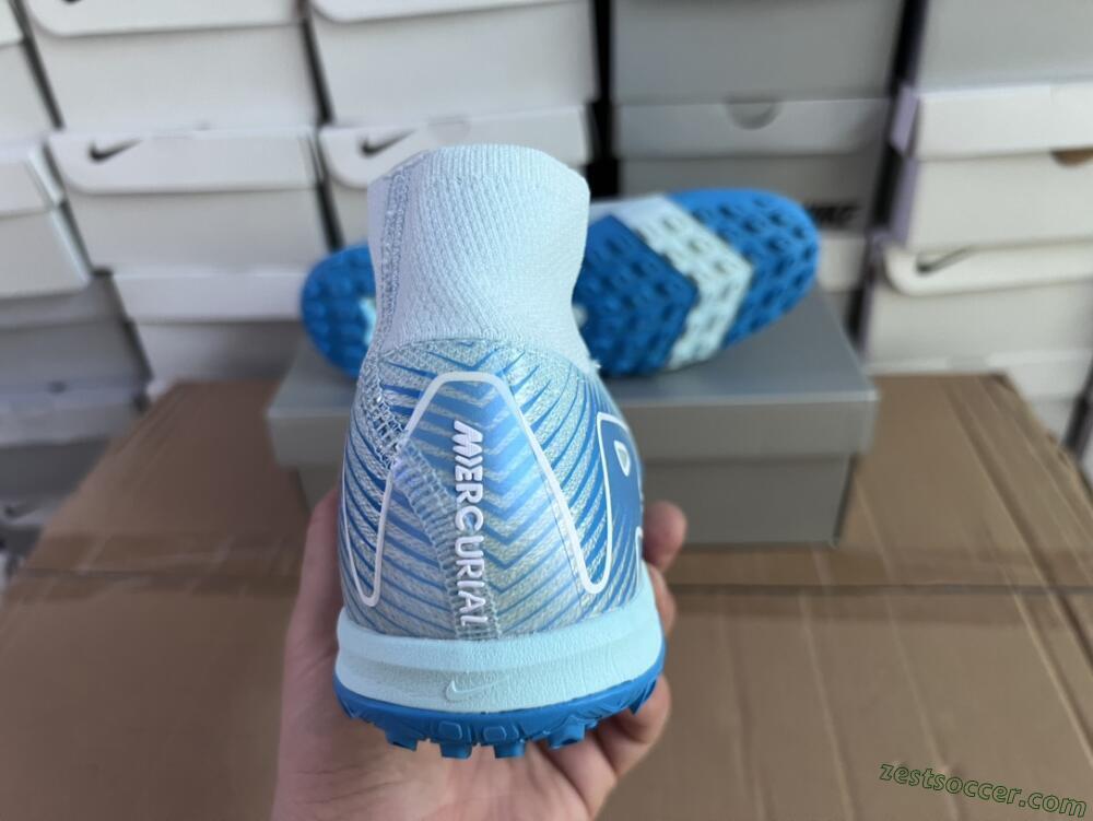 Nike Air Zoom Mercurial Superfly 10 Elite TF High-Tops Soccer Shoes - Jade/Beige/Blue